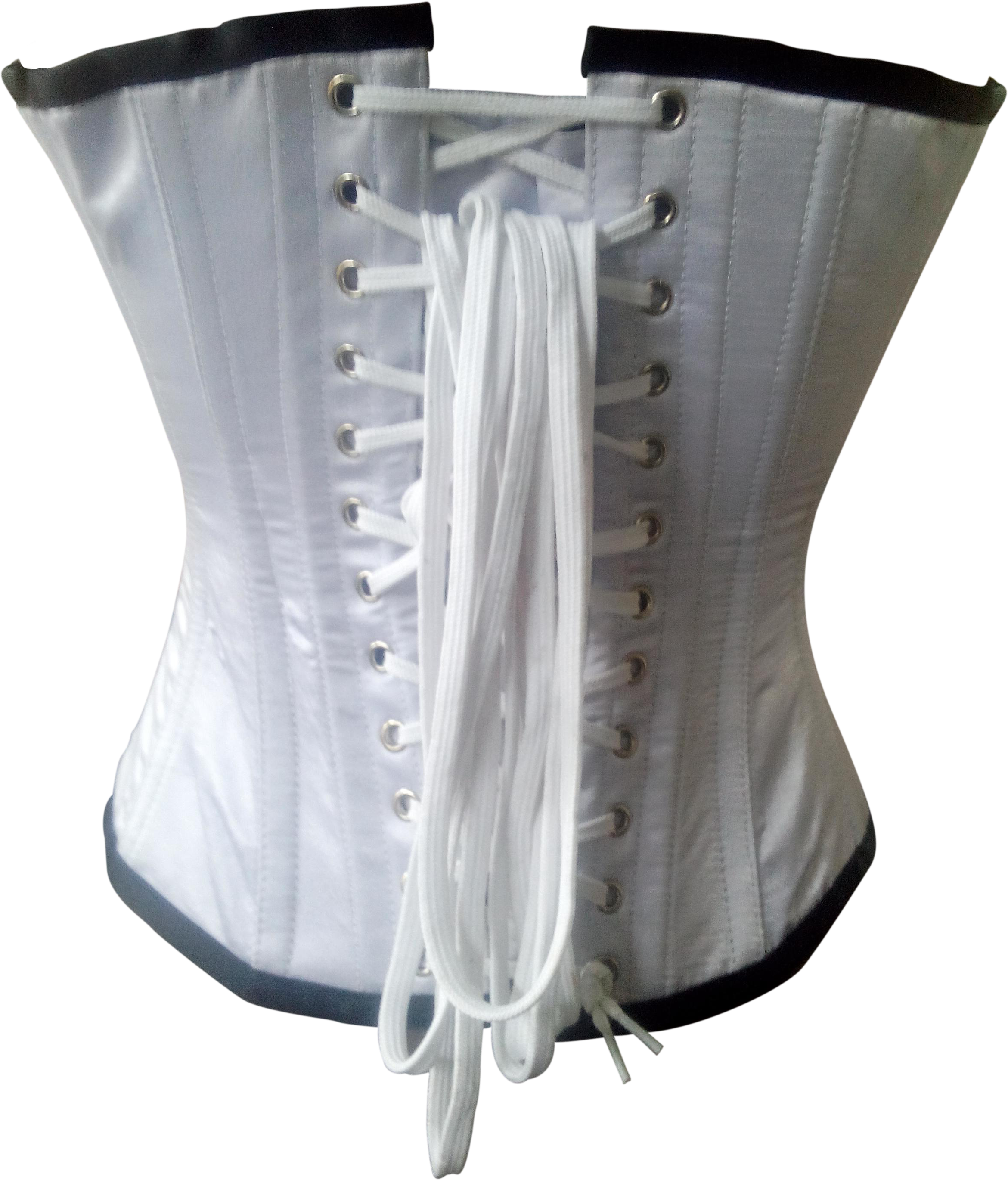 Rebelsmarket White Satin And Black Sequins Burlesque - Corset (2448x3264), Png Download