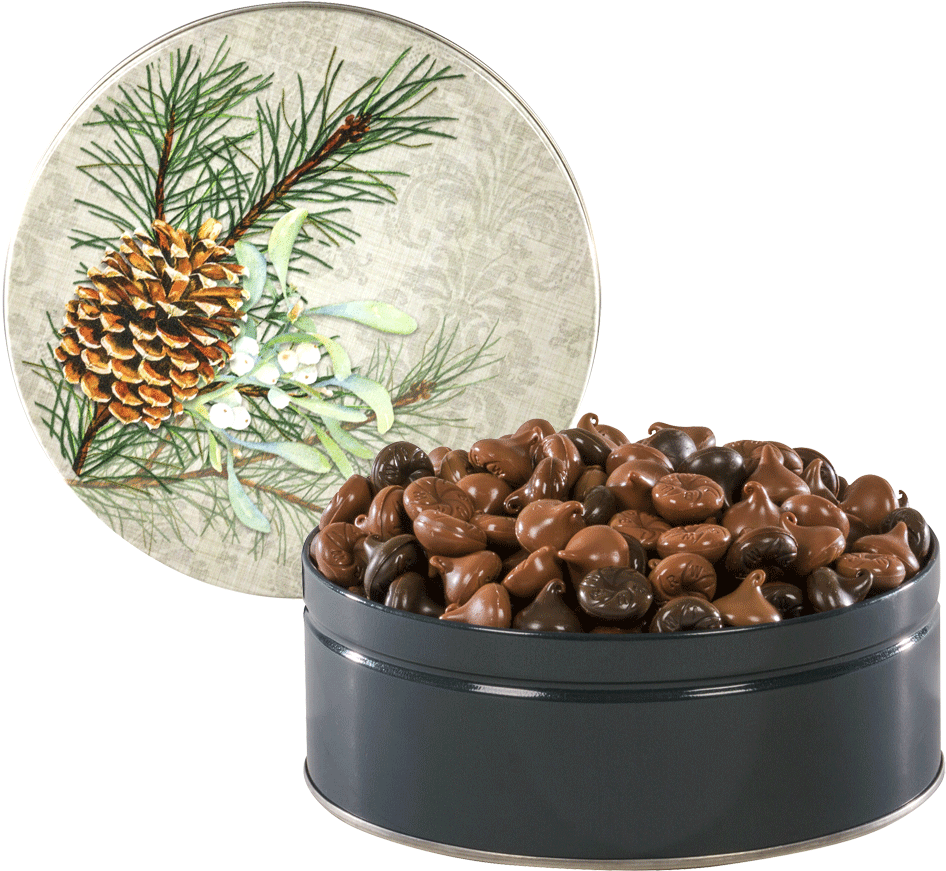 Pinecone And Mistletoe Tin Loading Zoom - Chocolate (1000x1000), Png Download