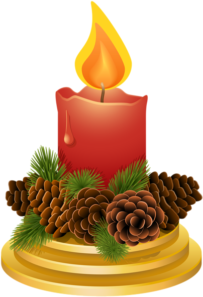 Christmas Candle With Pinecones Png Clipart Image - Candle (409x600), Png Download