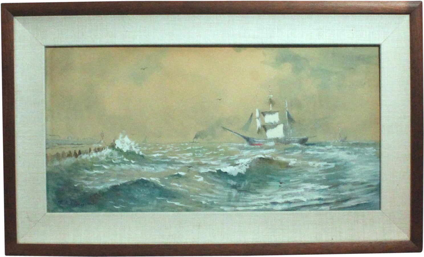 Franklin Dullin Briscoe Sailing Ship Seascape Watercolor - Watercolor Painting (640x640), Png Download