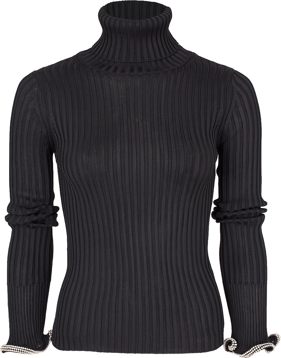 Turtleneck Stacked Crystal Cuff Top - Top (960x1223), Png Download