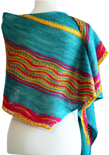 Party Popper Is A Fun Asymmetric Shawl Knit Sideways - Wool (498x517), Png Download