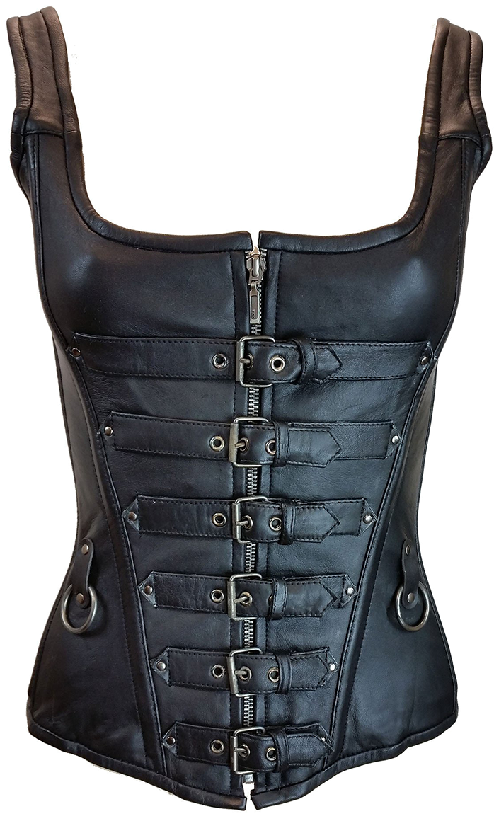 Jafrum Six Buckle Front Zipper Leather Corset - Size (1200x1200), Png Download