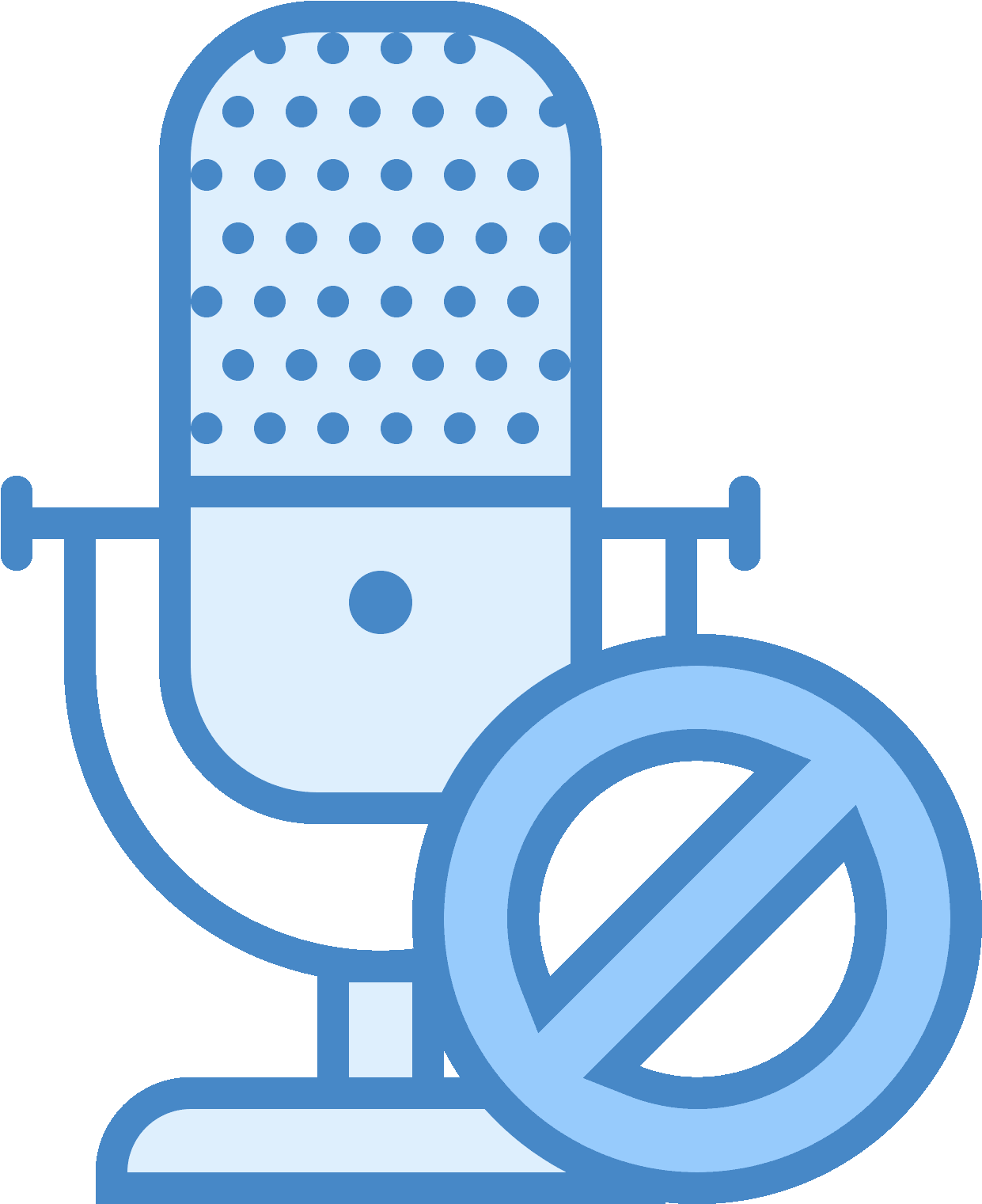 Block Microphone Icon - Microphone With A Line Through (1600x1600), Png Download
