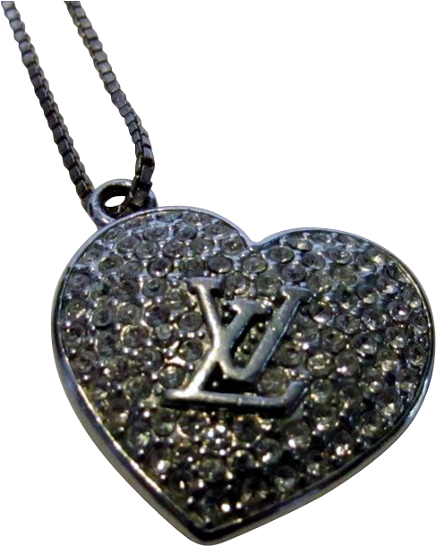 Louis Vuitton Logo Heart Necklace On A Sterling 16 - Locket (609x609), Png Download