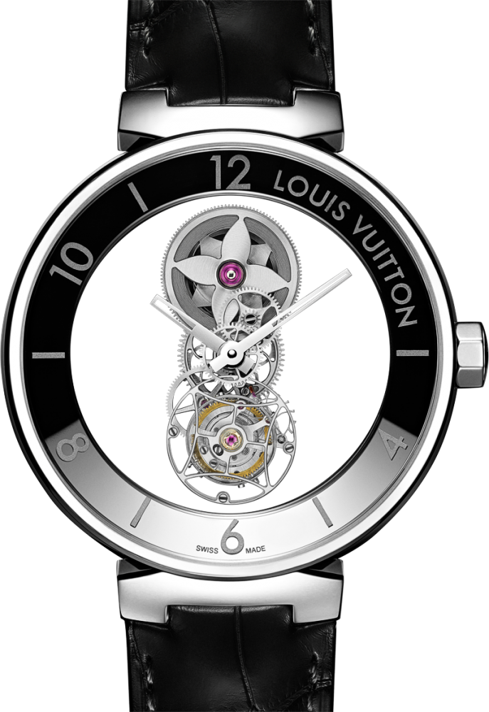 Louis Vuitton Conjures A Little Mystery With The 'tambour - Louis Vuitton Tambour Moon Mystérieuse Flying Tourbillon (687x1000), Png Download