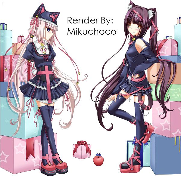Chocolo And Vanilla - Anime Neko Twin Girls (600x600), Png Download
