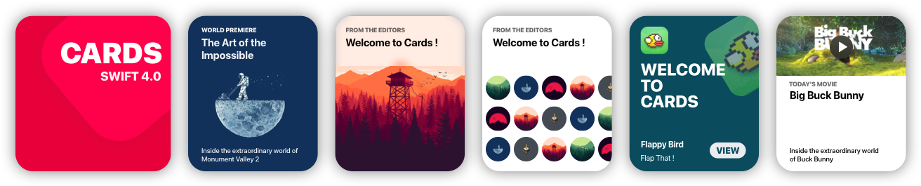 Cards Brings To Xcode The Card Views Seen In The New - Ios Cards (1327x346), Png Download