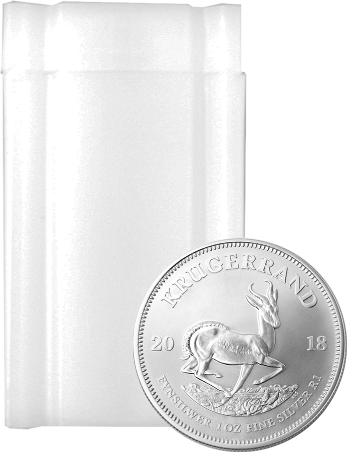 2018 South African Krugerrand 1oz Silver Coins In Tube - Silver (900x900), Png Download