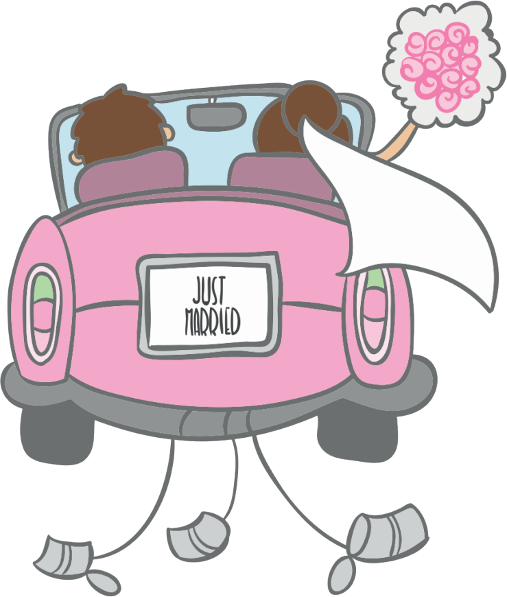 مباركين عرس الاثنين Clipart Wedding Invitation Marriage - Noivos Desenho Carro Png (739x870), Png Download