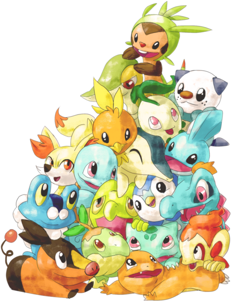 401kib, 500x639, Tumblr Mgjoaybqds1s2xiwio1 500 - Pokemon Starters Playing (500x639), Png Download