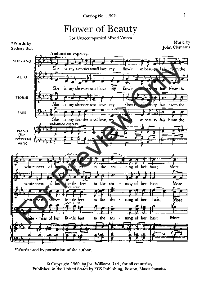 Flower Of Beauty Thumbnail Flower Of Beauty Thumbnail - John Clements: Flower Of Beauty (sheet Music) (815x1632), Png Download