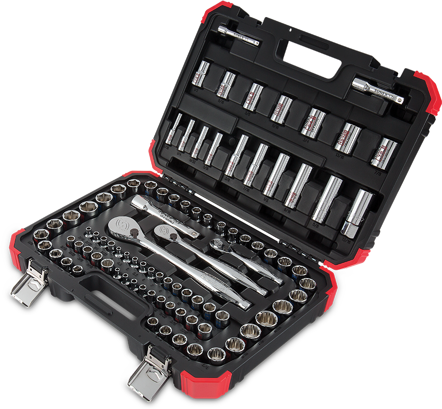 1/4″, 3/8″, And 1/2″ Drive Master Chrome Socket Set - Sunex 42 Pc Chrome Socket Set, 3/8 In. Drive 3842 (1000x869), Png Download