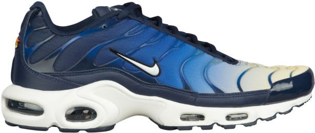 Nike Air Max Plus Obsidian White Gym Blue Gradient - Nike Air Max Plus Black White (640x640), Png Download