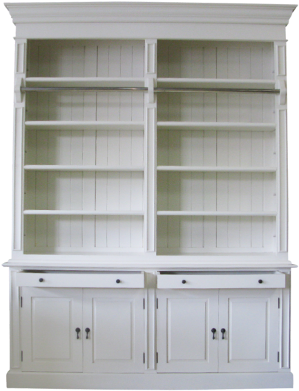 French Provincial Two Bay Bookcase - Hutch (800x800), Png Download