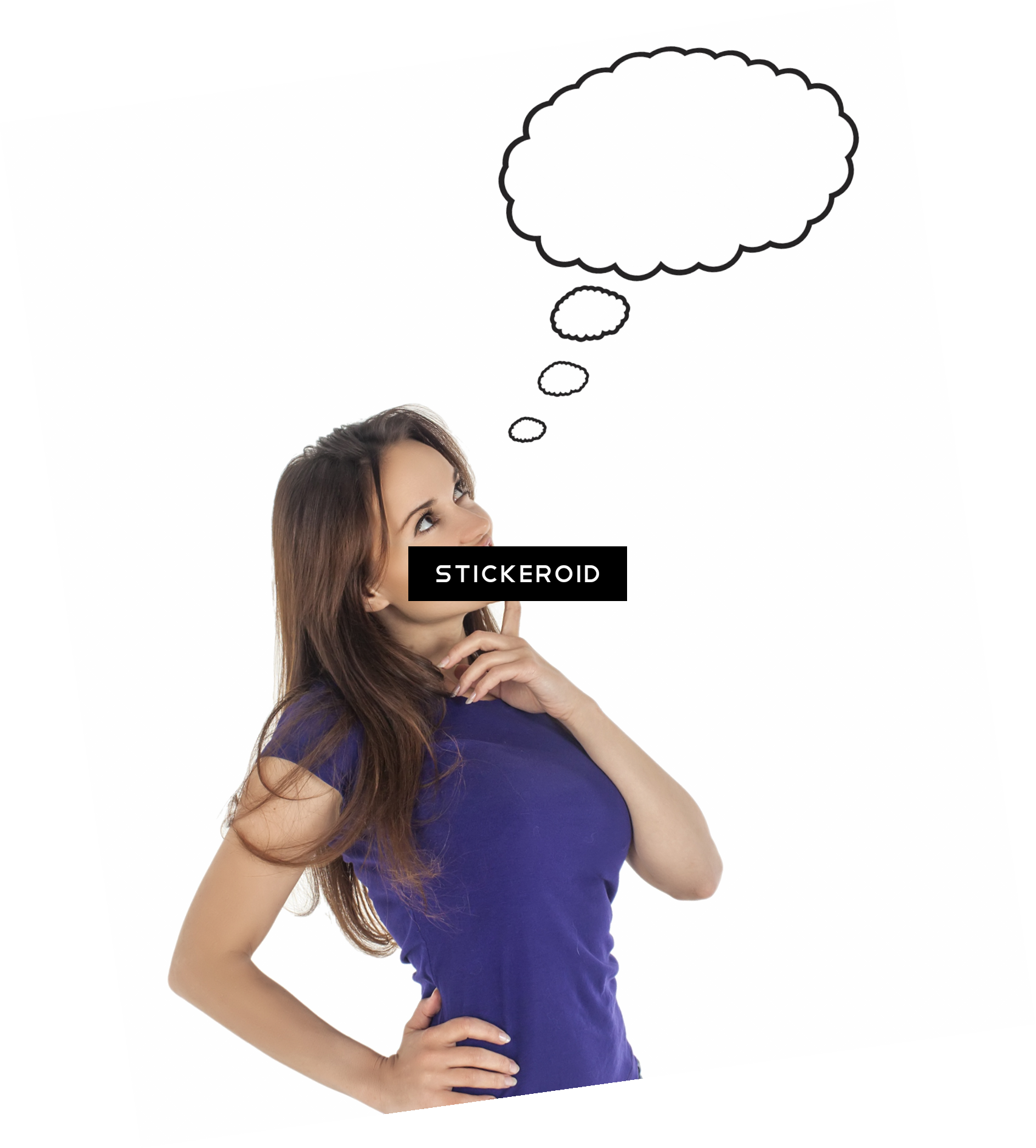 Cute Thinking Woman Girl - Thinking Of A Women (1705x1889), Png Download