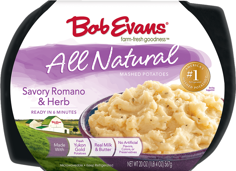 Bob Evans Natural Savory Romano And Herb Mashed Potatoes - Bob Evans Foods Mashed Potatoes (1000x1000), Png Download