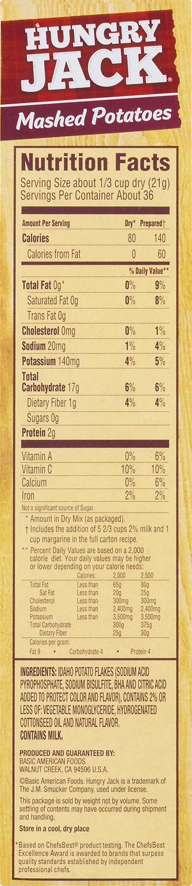 Hungry Jack Mashed Potatoes - 40 Oz (391x1800), Png Download