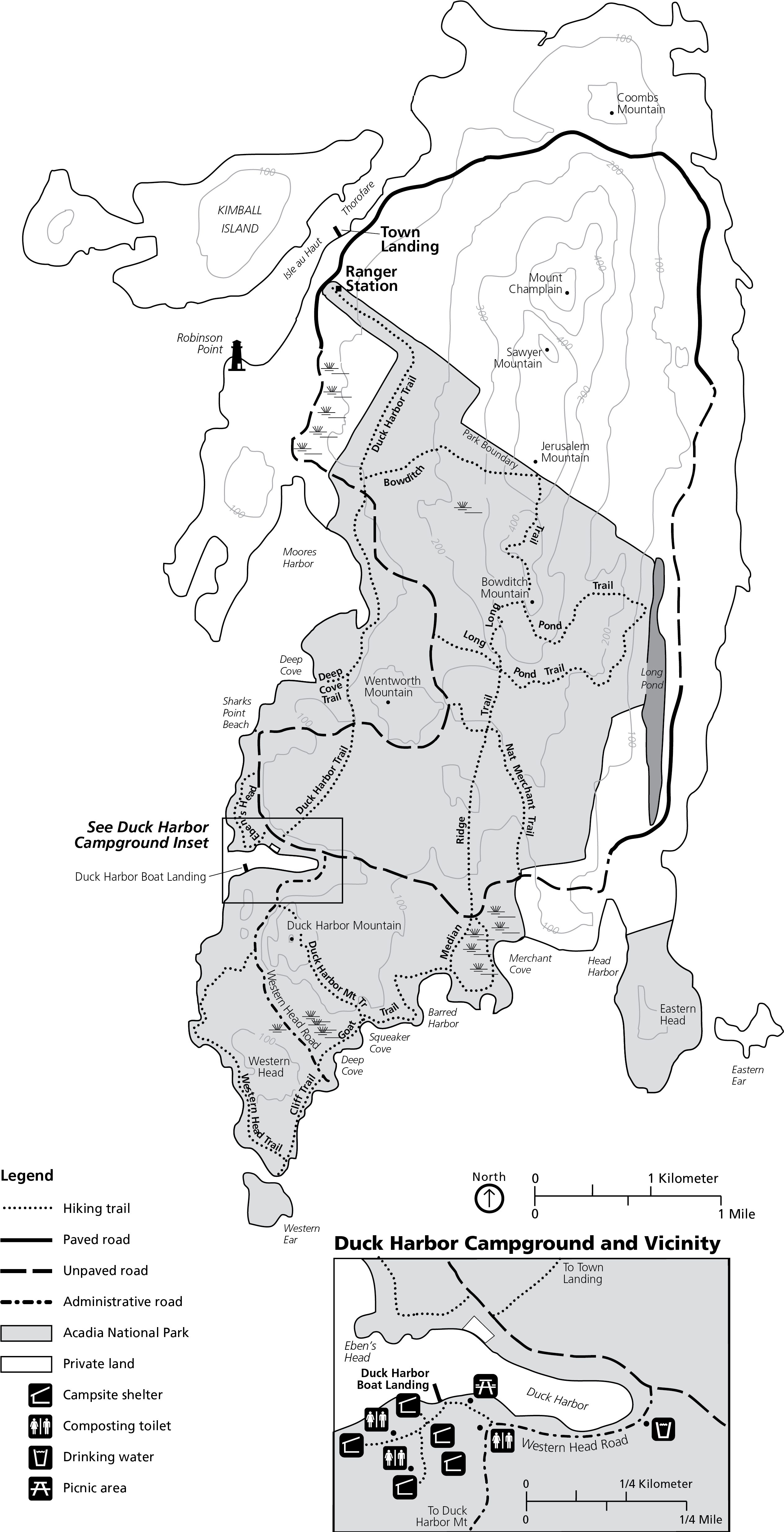 Isle Au Haut Map - Isle Au Haut Cliff Trail Map (2721x4992), Png Download