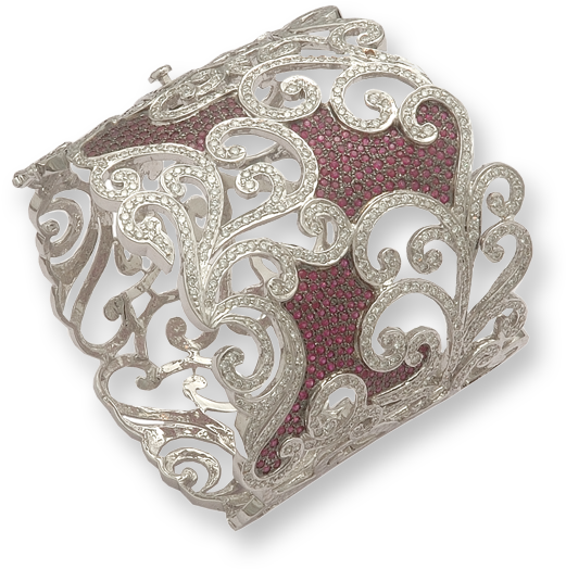 925 Sterling Silver Solid Beautiful Red White Designer (600x600), Png Download