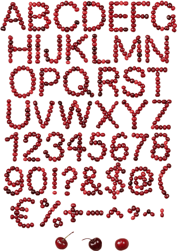 Red Cherry Font - Drawing (595x843), Png Download