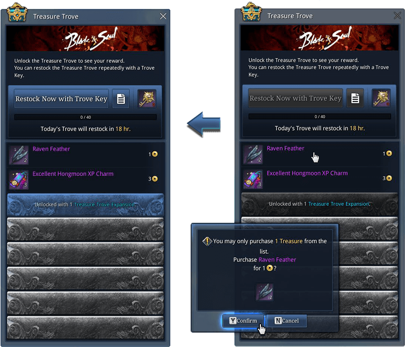 Six Additional Treasure Trove Slots Can Be Opened With - Blade And Soul (900x729), Png Download