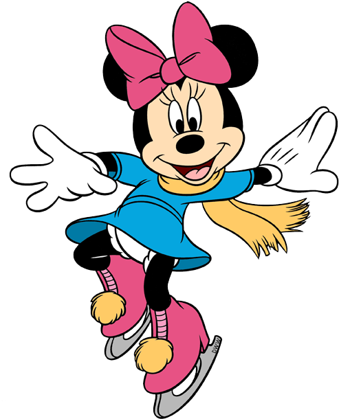 New Donald - Minnie Mouse Ice Skating Cartoon (500x620), Png Download