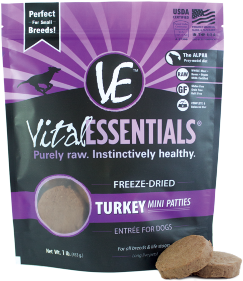 Vital Essentials Freeze Dried Grain Free Turkey Mini - Vital Essentials Freeze Dried Chicken Mini Patties (525x600), Png Download