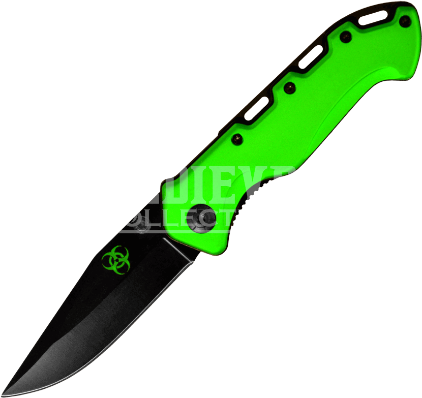 Green Biohazard Folding Clip Point Pocket Knife - Green Pocket Knife (850x850), Png Download