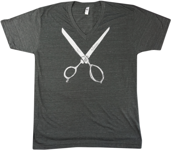 Black Scissors V-neck - Fontsquirrel T Shirt (600x600), Png Download