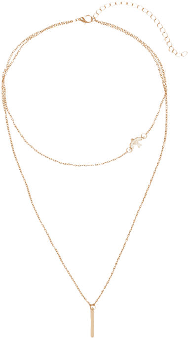 Bar Peace Dove Ayered Pendant Neck Ace Goden - Necklace (558x744), Png Download