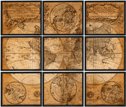 Vintage Map By Graphinc Framed Graphic Art Print (600x600), Png Download
