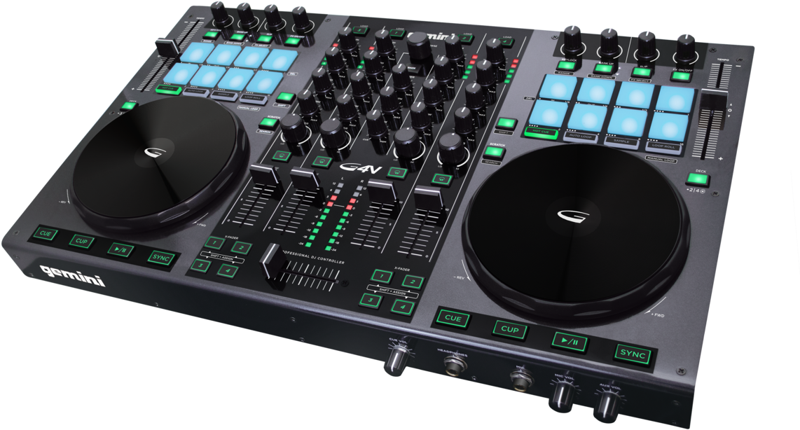 4-channel Virtual Dj Controller - Gemini G4v (1221x800), Png Download