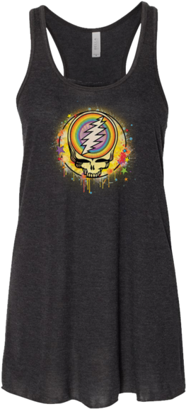 Grateful Dead Rainbow Splatter Stealie Women's Flowy - Bella + Canvas Ladies' Flowy Racerback Tank B8800 (620x620), Png Download