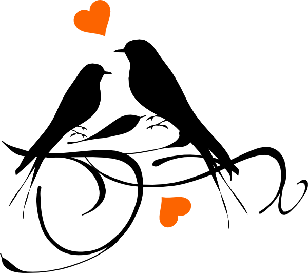 Birds On A Branch Hearts Svg Clip Arts 600 X 532 Px (600x532), Png Download