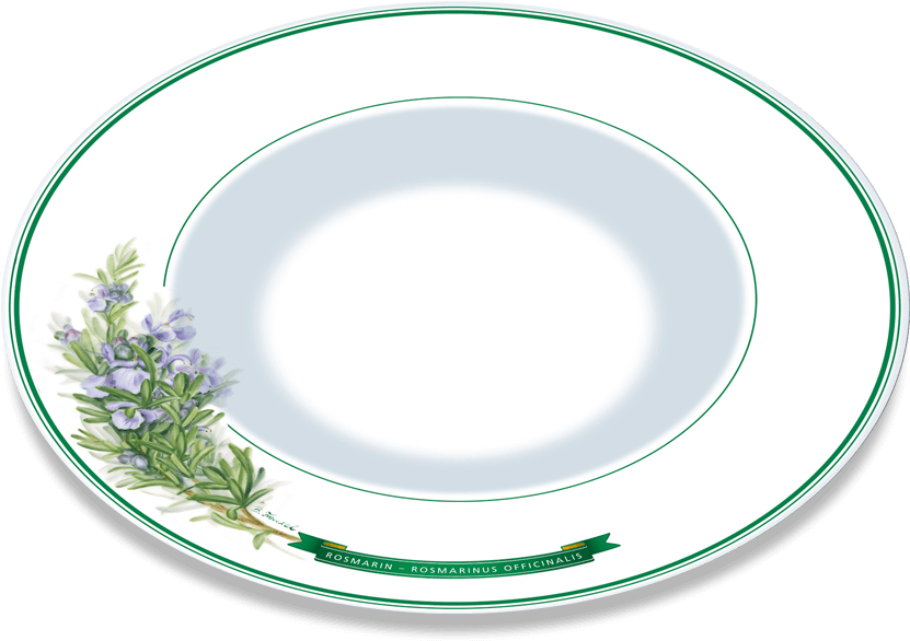 Gourmet And Pasta Plate Motif “rosemary” - Saucer (900x654), Png Download