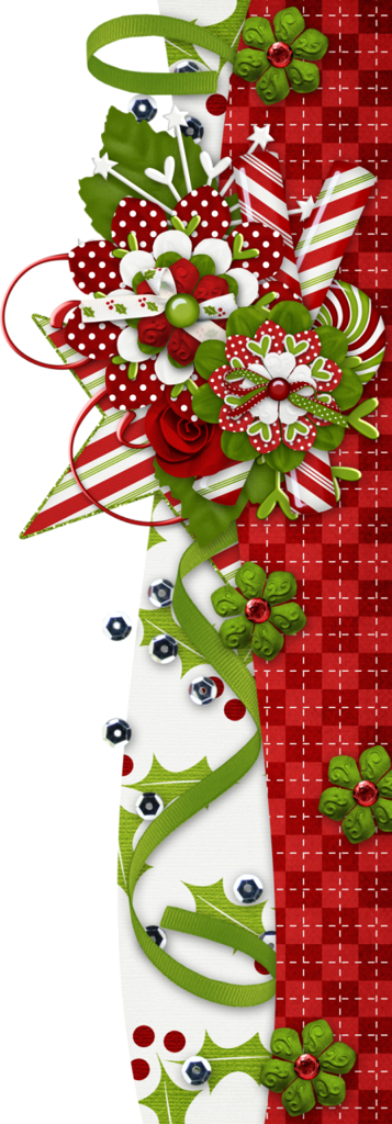 Borders * Cantoneiras More - Christmas Side Border Png (357x1024), Png Download