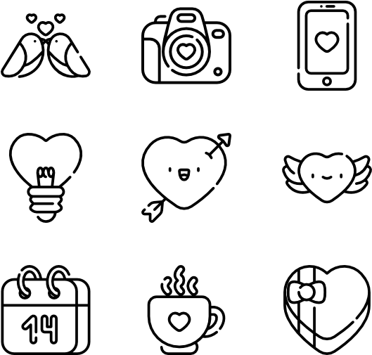 Valentine's Day - Cute Black And White Png (600x564), Png Download