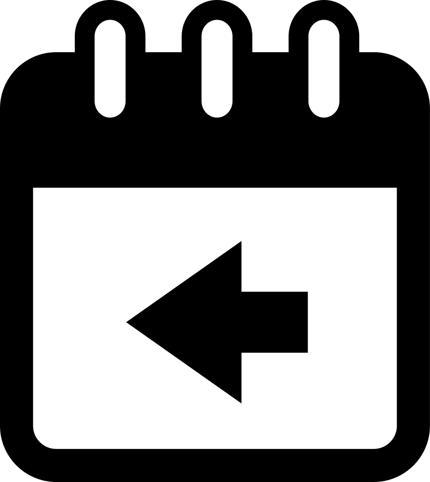 Calendar Interface Symbol With Left Arrow To View Previous - Calendar Icon Png Black (874x980), Png Download