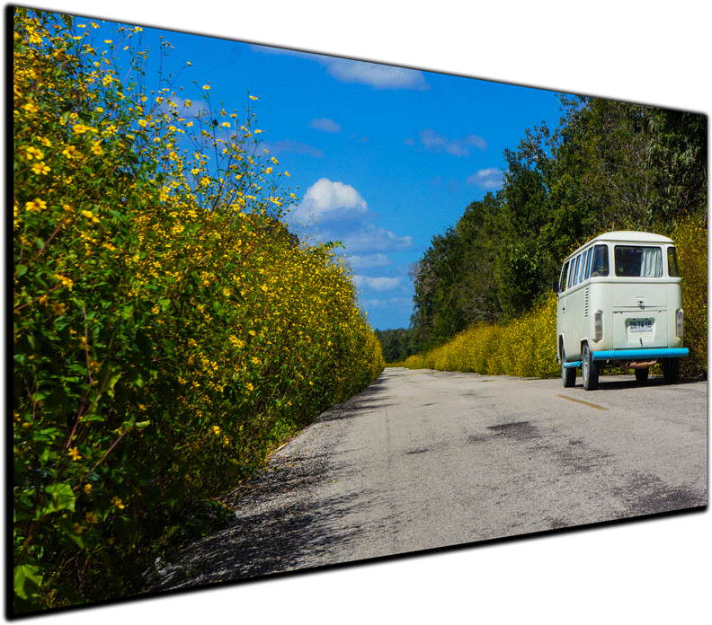 Hippie Van Flower Power Canvas Print - Canvas Print (800x714), Png Download