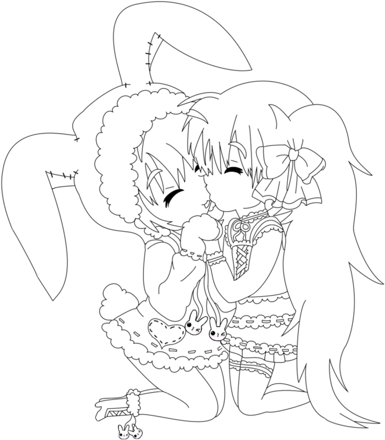 Lara And Dolly Kiss - Drawing (861x929), Png Download