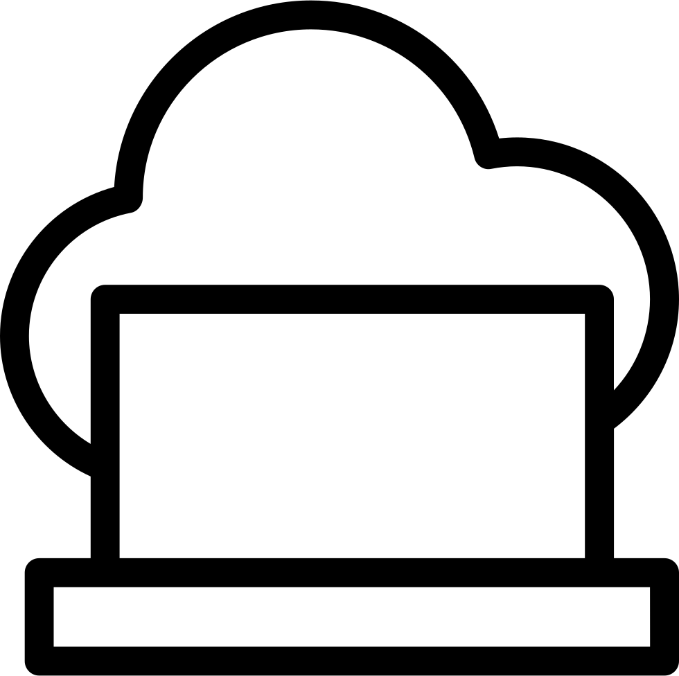 Laptop On Cloud Thin Outline Symbol In A Circle Comments - Symbol (980x976), Png Download