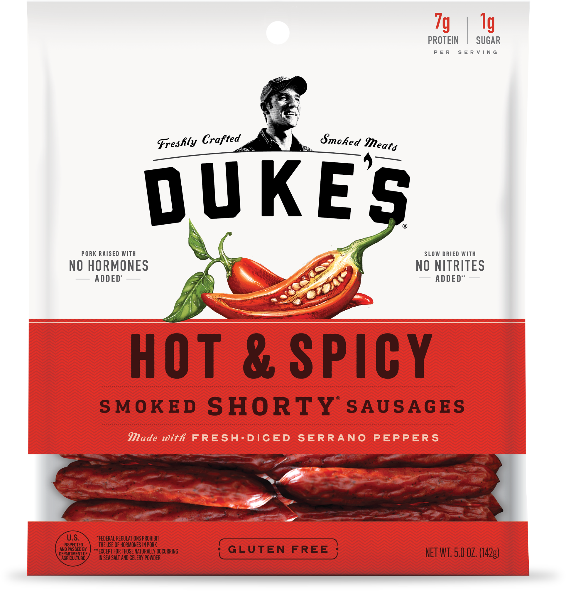 Hot Spicy Bag 5oz V=1481594210 - Dukes Hot And Spicy Shorty Smoked Sausages (2048x2048), Png Download