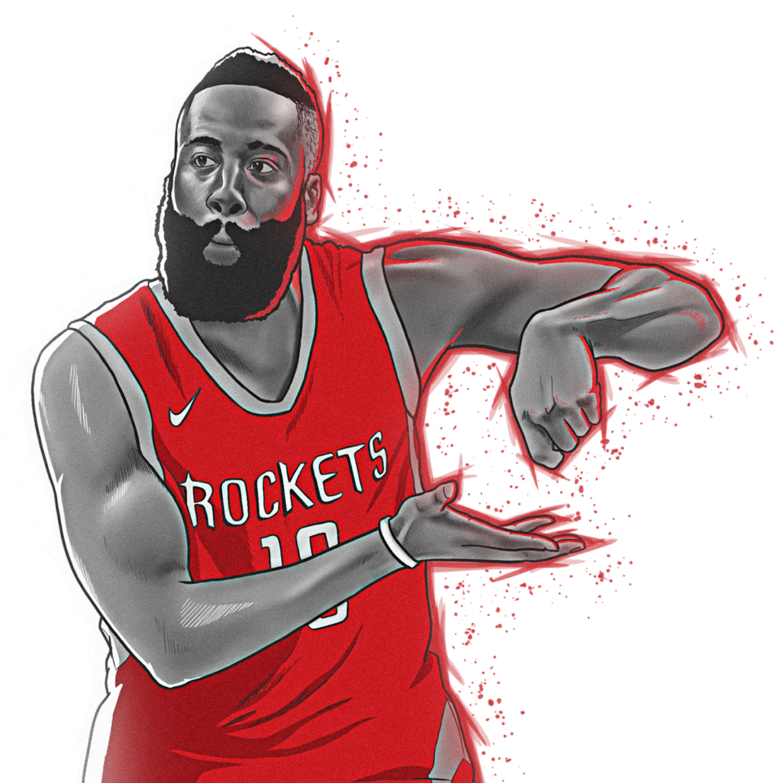 James Harden Detail - Illustration (1120x1138), Png Download