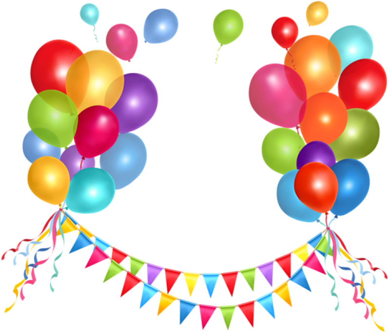 Free Png Transparent Party Streamer And Balloonspicture (850x710), Png Download