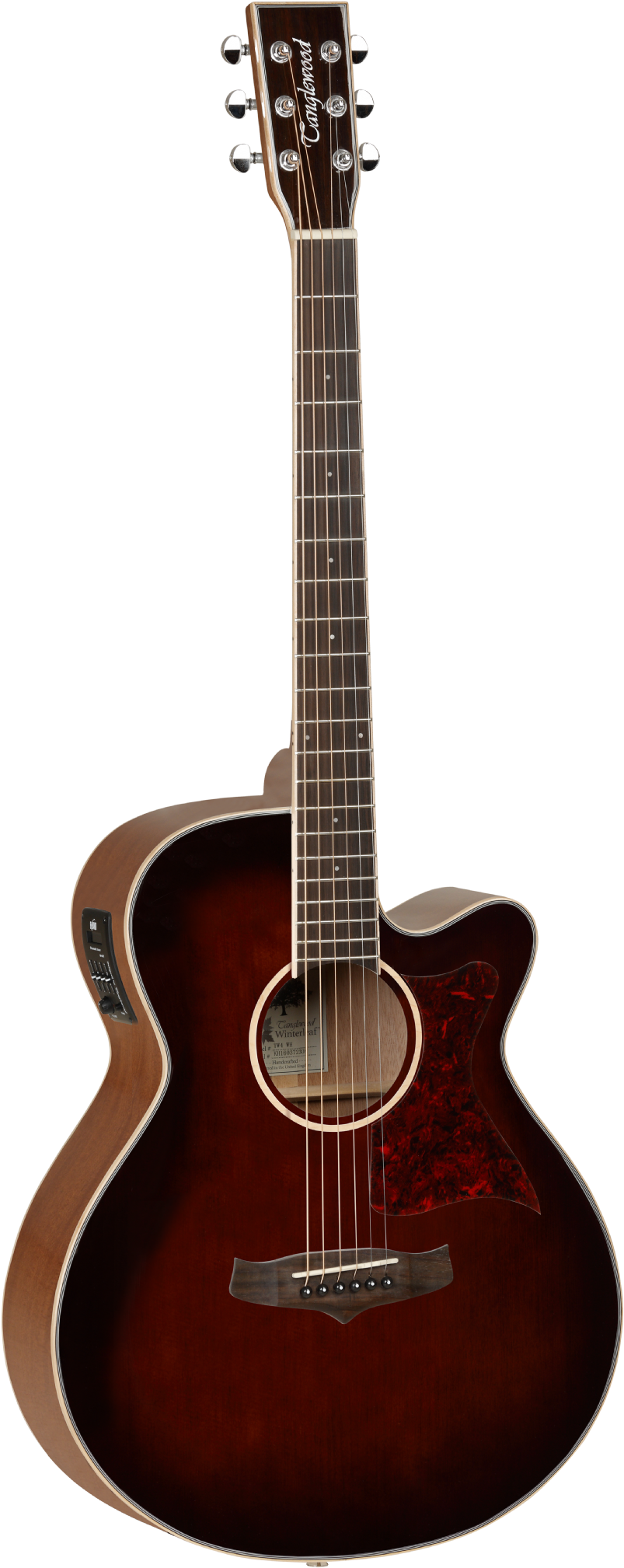 Tanglewood Tw4 Br Electro Acoustic Guitar Burgundy (844x2048), Png Download