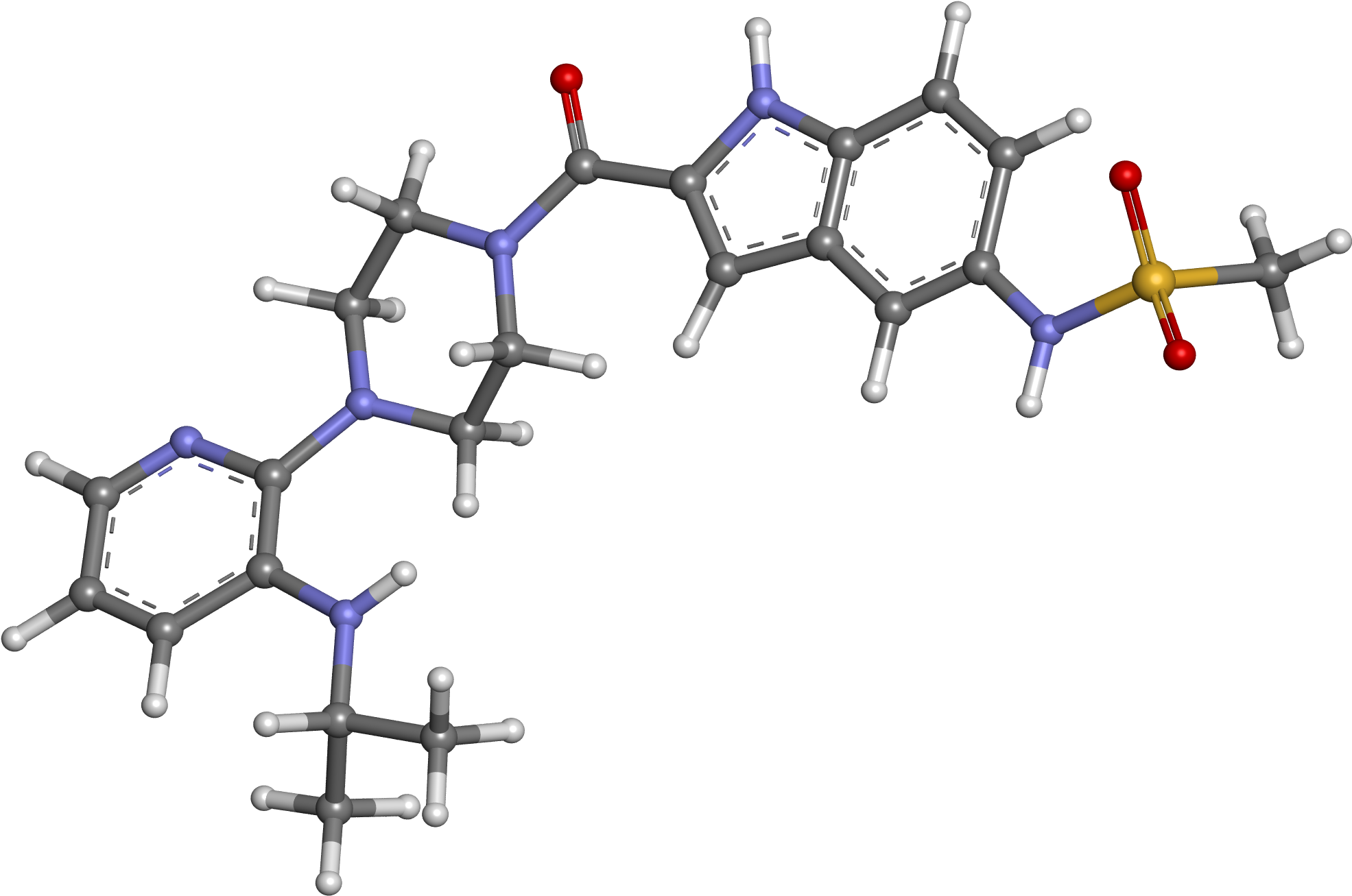 Delavirdine Ball And Stick - Chemistry (2000x1440), Png Download