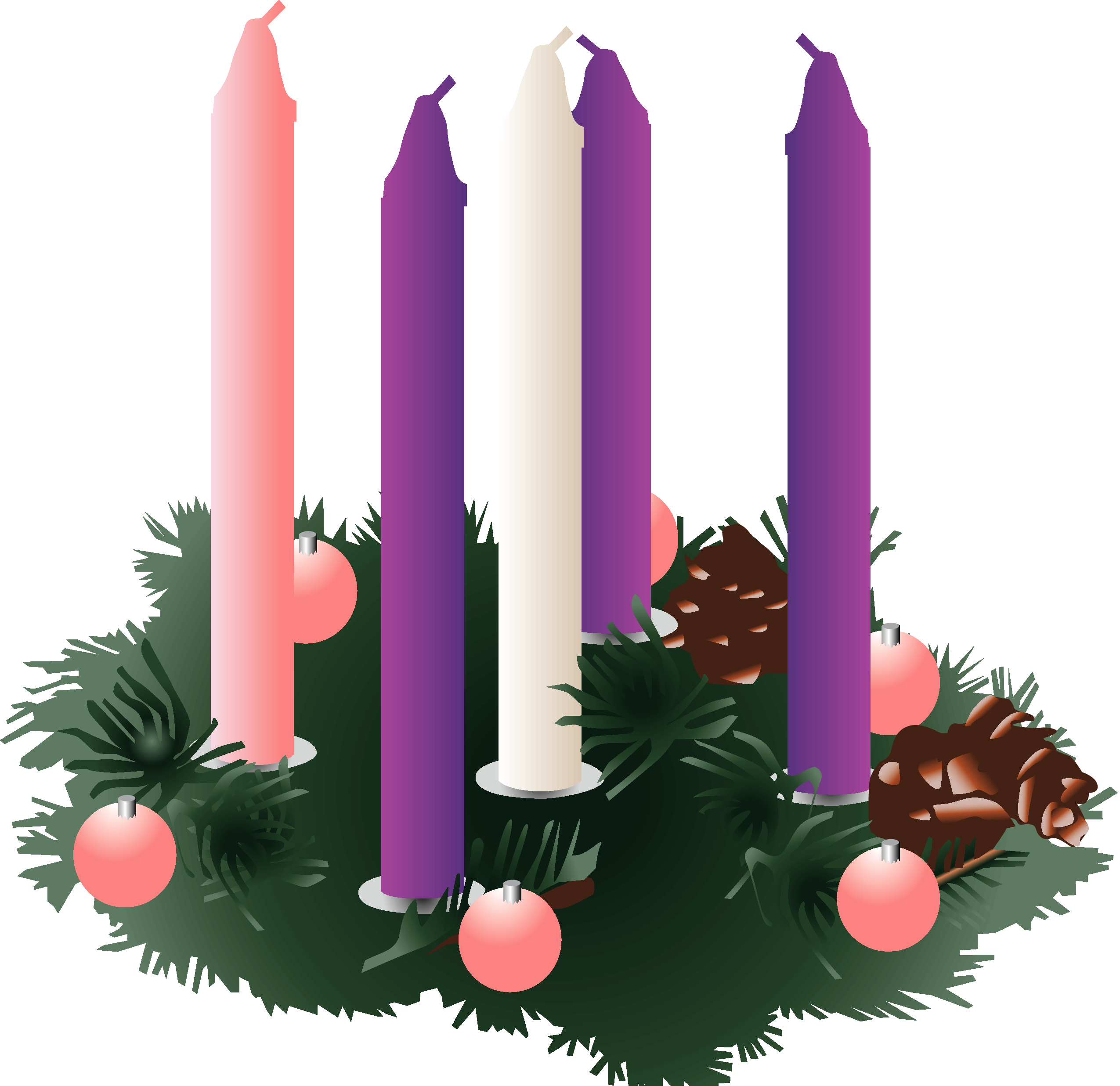 Advent Wreath Png - Advent Candles One Lit (2550x2473), Png Download