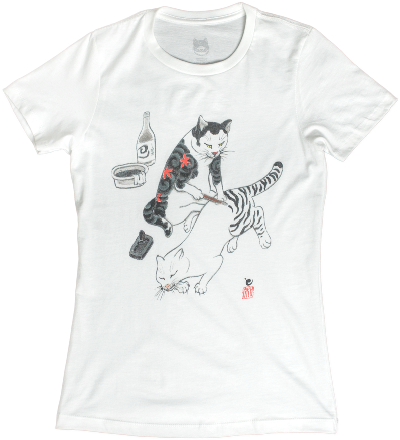 Women's White Tebori Cats T-shirt - Mug Coffee (1000x1000), Png Download