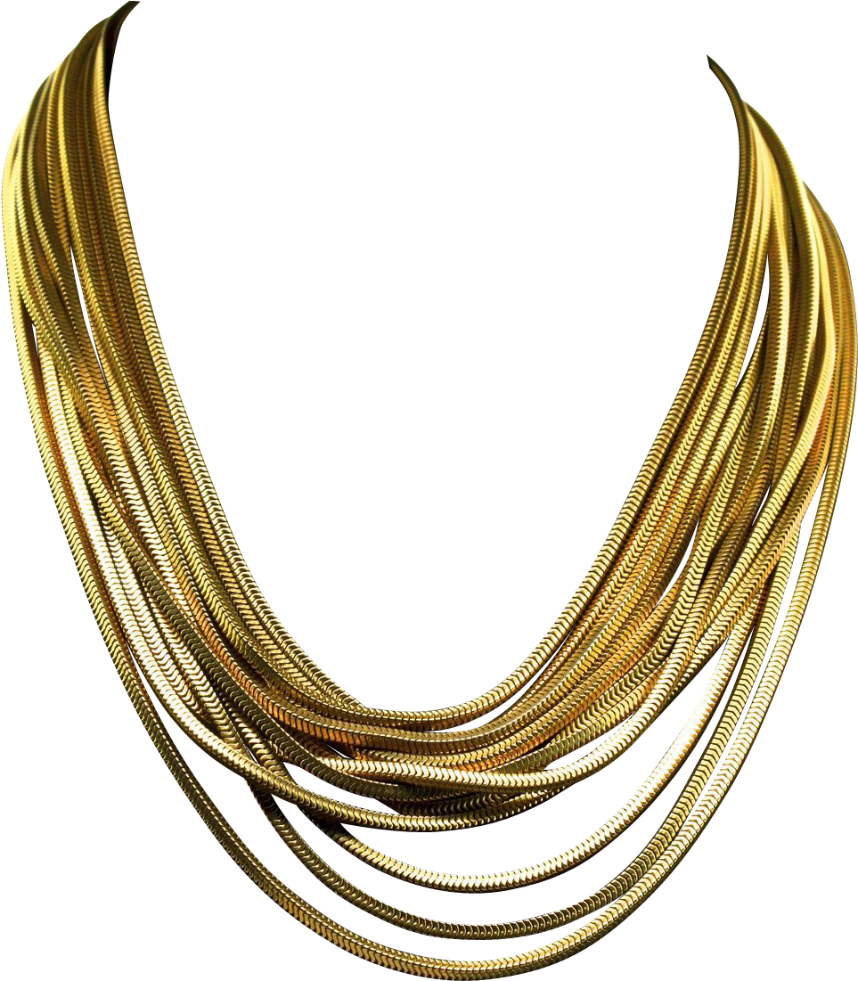 Necklace Clipart Gold Necklace - Gold Chains Transparent Background (1100x1100), Png Download